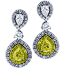 2.98ct.tw. White And Yellow Pear Shape Diamond Earrings 18KW DKE001178